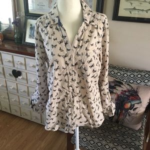 Cotton butterfly shirt button up blouse